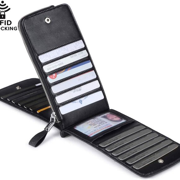 Large RFID Wallet Women Leather Bifold Card Organizer with Zipper - Picture 2 of 7